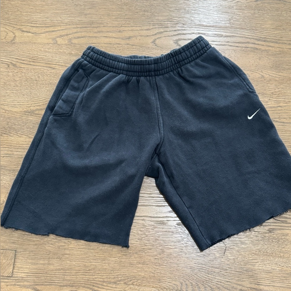 Nike Black Fleece Sweat Shorts Medium Raw Hem Athletic Lounge